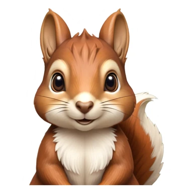 Cinematic Noble Squirrel Portrait Emoji, Poised and regal, with a nimble, agile build and a lush, well-groomed Fur of rich auburn and cream, deep-set soulful bright eyes, Simplified yet sharp and sophisticated features, highly detailed, glowing with a soft, dignified glow, high shine, intelligent and spry, stylized with an air of woodland charm, focused and attentive, soft glowing outline, capturing the essence of a watchful and confident rodent, so majestic it feels as though it could scamper out of the screen with effortless authority! sticker
