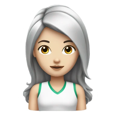 A White girl with gray eyes and black dark and sport hair sticker