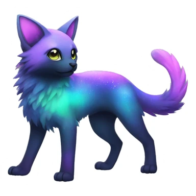 Cute cool black nebula fading green blue purple pink gradient animal hybrid Fakemon full body sticker