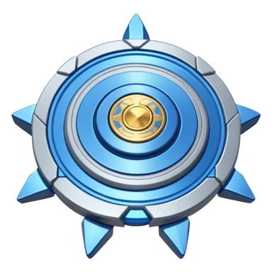 A blue Beyblade with 3 pointed blades like Victory Valtryek sticker
