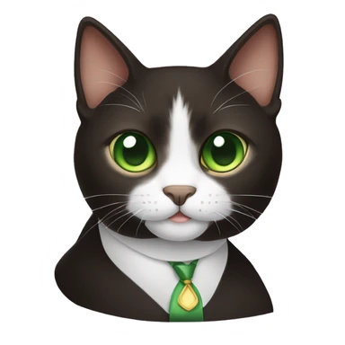 Dark brown Tuxedo cat with green eyes sticker