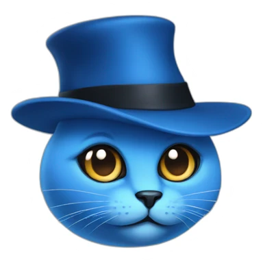 blue cat face with full black eyes and mashroom hat sticker