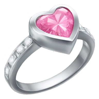 Sliver ring with a pink heart diamond sticker