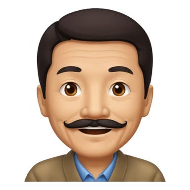 Old Chinese man with dark hair and full mustache sticker