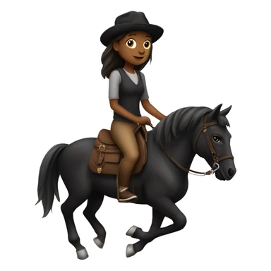 Girl riding dark bag horse sticker