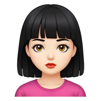 Girl with black bang and hair sticker