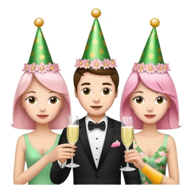 light green and light pink floral party sticker