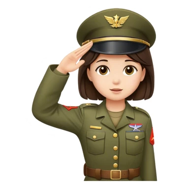 little brunette girl soldier salute sticker