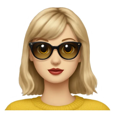 Taylor swift wearing sunglasses with Scottish fold cat in yellow sweater sticker
