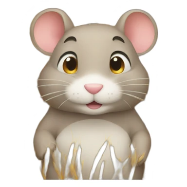 Rodent watching wheat sticker