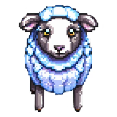 Minecraft sheep with authentic blocky style and proportions, pixel art sticker