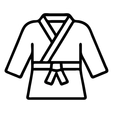 simple white martial arts gi uniform, black outline icon, no fill, minimal details sticker