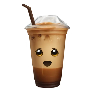 iced coffee with beige straw sticker