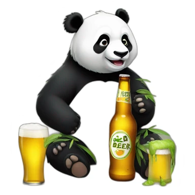 drunk panda drinks beer sticker