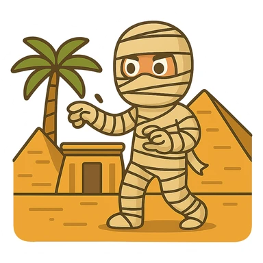 flat toon style Egyptian mummy in ancient Egypt sticker