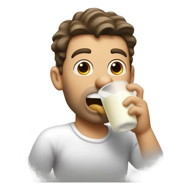 A man guzzling milk sticker