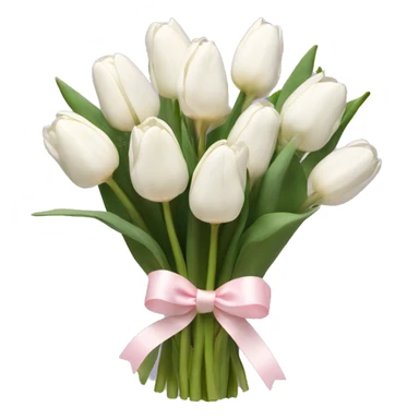 White tulips bouquet with light pink bow  sticker