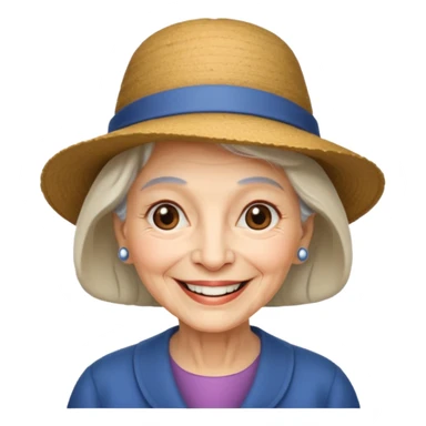 elderly woman with hat sticker