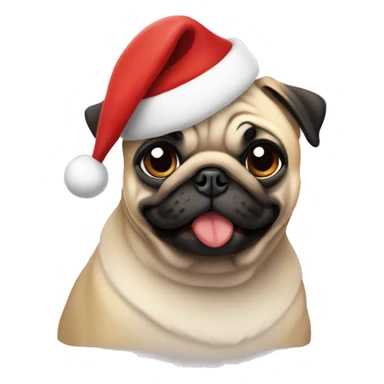 Pug wearing a Santa hat sticker