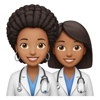 black female doctor and white technician sticker
