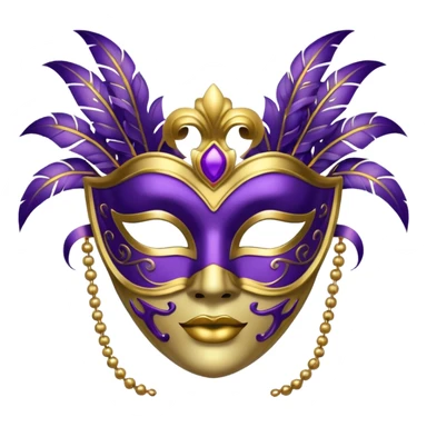 carnival mask with gold and purple decorations sticker