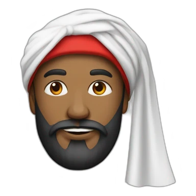 homme bazané avec une longue barbe noir et un turban à carreaux rouges et blancs sticker