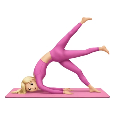 A fair-haired girl in a pink suit does a back bridge on a mat. two legs and a bridge to the other side.the feet are on the mat, the back is arched inward and the hands are stretched towards the legs sticker