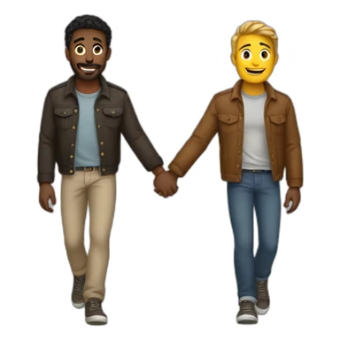 Two guys holding hands walking sticker