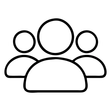 user management icon with multiple users, outlined, 24 by 24 px, 1 px stroke sticker