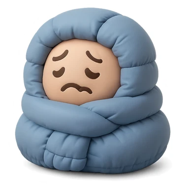 plush face bundled in scarf, shivering, cold weather sticker