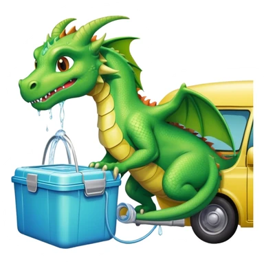 A dragon with the tiffin box washing the car water  wash sticker
