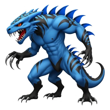 Black and Blue Venom-Stitch-Zekrom-Salandit-Sneasel-fusion, full body, tribal markings  sticker