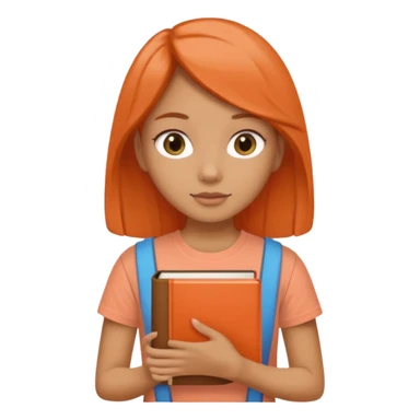 Garota com livro na mão, camiseta cor salmão  sticker