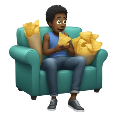 Sitting on couch eating chips sticker