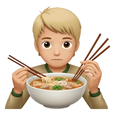 can you generate me a avatar of a male eating a bowl of pho? make it more anime sticker