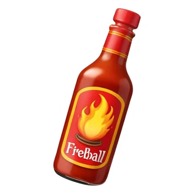 fireball barbecue hot sauce, bold, spicy, energetic, fun emoji style sticker