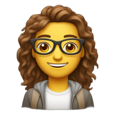 Gars avec les cheveux bruns assez long avec des lunettes de vue sticker