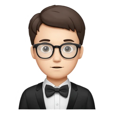 Nerdy specs boy  emoji with bow sticker