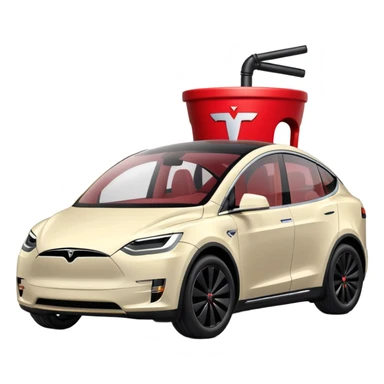 Boba tea in tesla, without a person and with the tesla logo keep the boba tea like that and make it the car and the boba tea how it was and cream boba tea just a little smaller to go on pinterest sticker