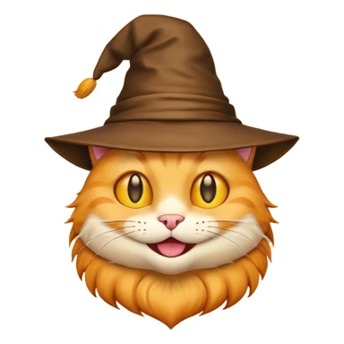 Simple yellow cat emoji wearing a sorting hat sticker