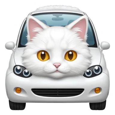 PLease create a small emoji the size of 🚗 featuring a white cat on a white car. sticker