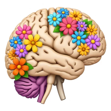 anatomical brain with flowers sticker