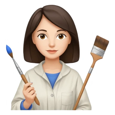 FEMME 45 ANS ET PLUS BRUNE ARTISTE PEINTRE AVEC UN PINCEAU sticker