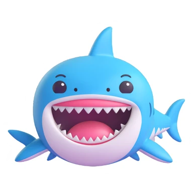 cute shark with blushing cheeks and small teeth in 3D emoji style sticker