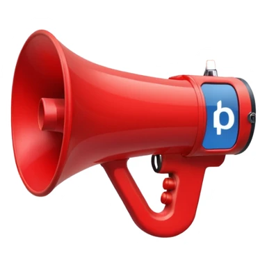 megaphone with social media icons around sticker
