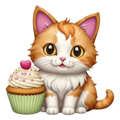 cat with a cupcake sticker