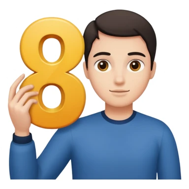 A person holding 6 and a 7 sticker