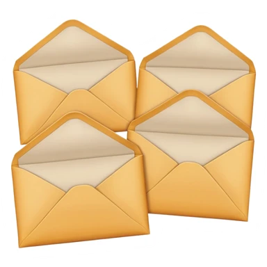 Three identical sealed manila envelopes in a row sticker