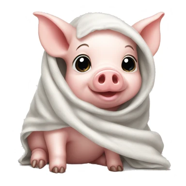 baby pig wearing a white blanket sticker