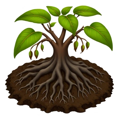 soil organic carbon with mangroves dropping leaves onto soil to rot sticker